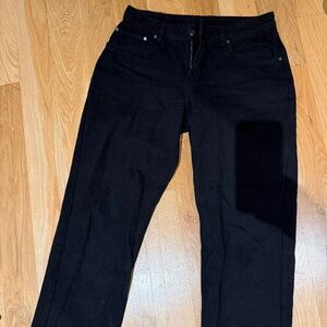Custom made denim straight leg black jean